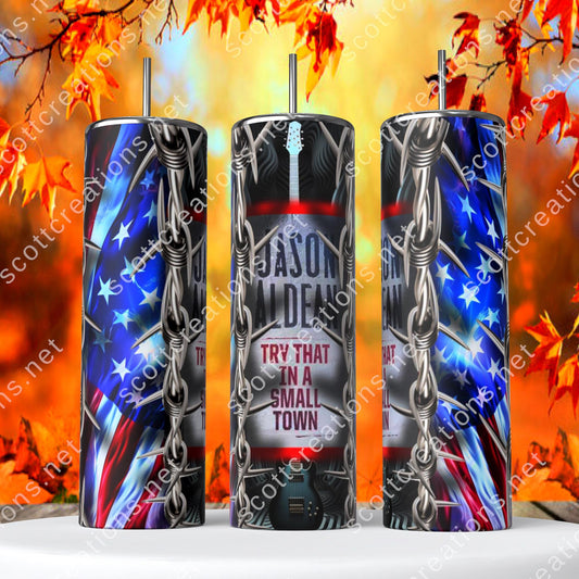 Guitar and Flags Tumbler