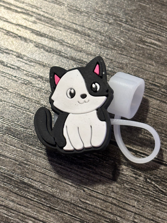 Black White Cat Straw Tooper