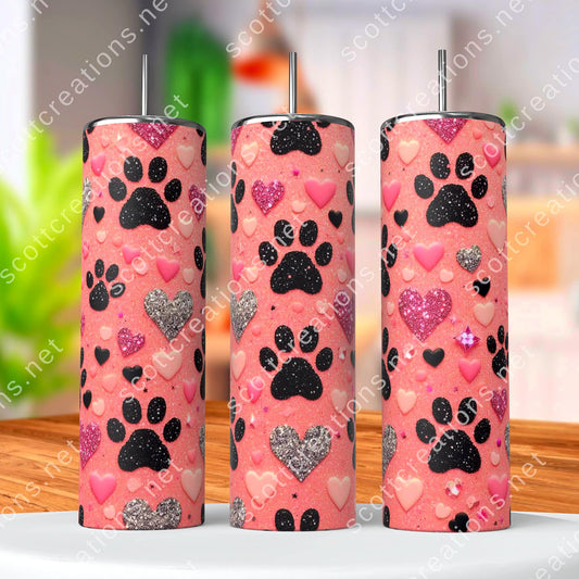 Glitter Paw Print Tumbler