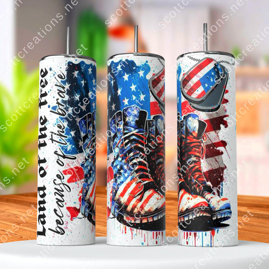 Land of the Free bc of the Brave Tumbler