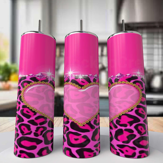 Pink Bling Heart Tumbler
