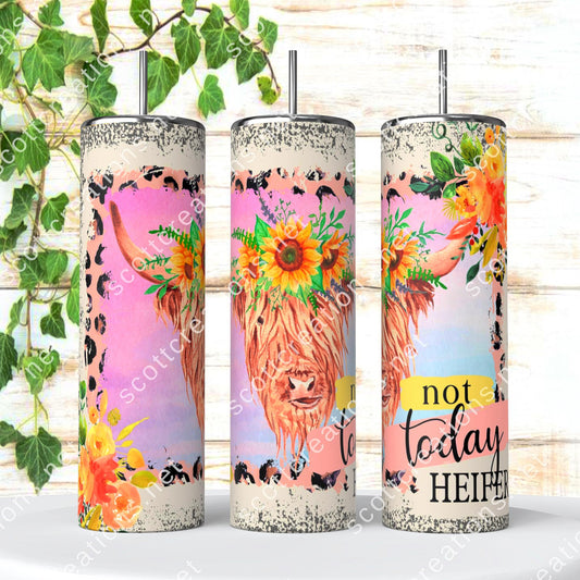 Not Today Heifer Highland Cow Tumbler